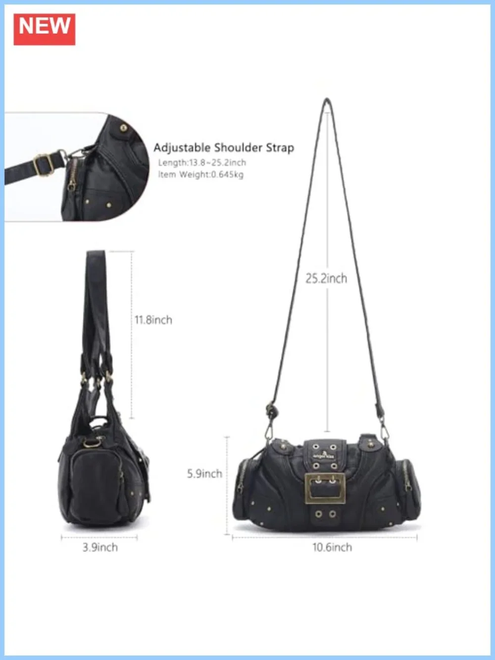 Vegan Leather Hobo Shoulder Bag Multi-Pocket Crossbody Purse